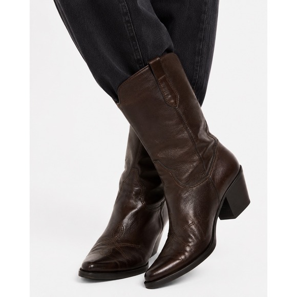 Franco Sarto Shoes - Franco Sarto Cowboy Boots Womens 8.5 Brown Leather Pointed Toe Western Chic